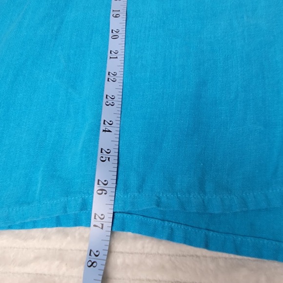 Match Point USA Boho 100% Linen Top XL Turquoise 3/4 Sleeve Tunic Lagenlook Boho - Picture 6 of 8